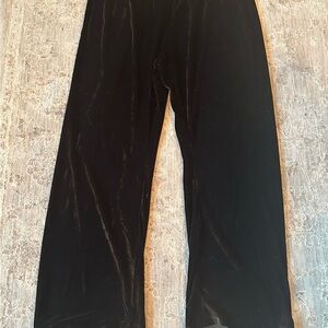 NWT One World Sz 1X Black Wide Leg Ankle Velvet Pull on Elastic Waist Pants Chic